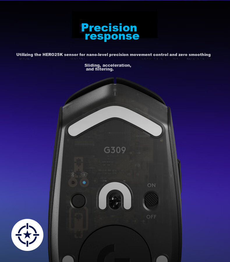 G G309 Wanderer Wireless Gaming Mouse, Esports Mouse for PUBG LOL FPS Games, Hybrid Micro-Adjustment, Dual-Mode Connection, White 4