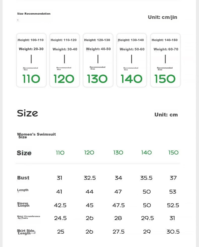 Kocotree Children's Swimwear, Girls' Two-Piece Swimsuit, Class A Boys' And Girls' Long-Sleeve Sun Protection Swimwear for Older Childre 36
