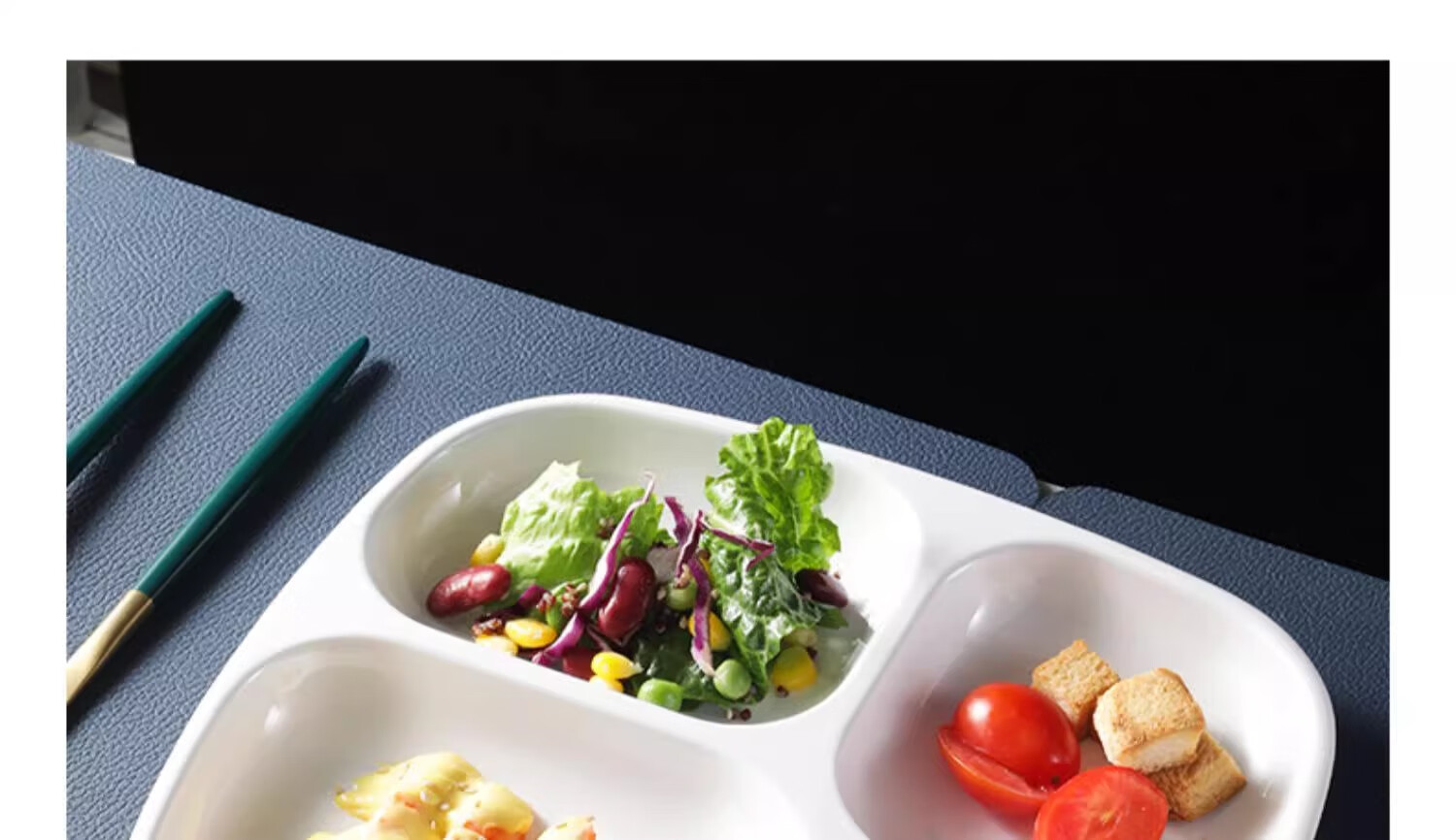 Chuwanya Melamine Fast Food Tray, Round Six-Compartment Imitation Porcelain Serving Plate, Commercial Use for Factories And School Cafeterias, Tableware And Meal Box 4