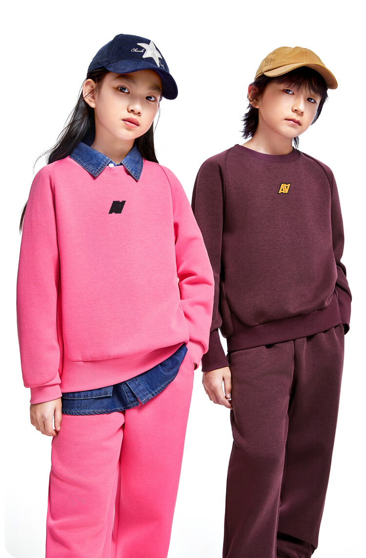 Annil Children's Clothing, Boys And Girls Round Neck Sweatshirt Set, 2024 Autumn New Fashion Warm Style, Athletic Purple, Size 110 7