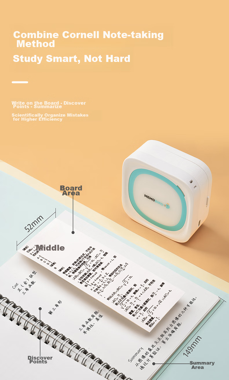 MEMOBIRD Teen Edition Error Correction Printer for Students' Course Tutoring And Learning, High-Definition Error Correction And Question Organization Tool, Classic White 9