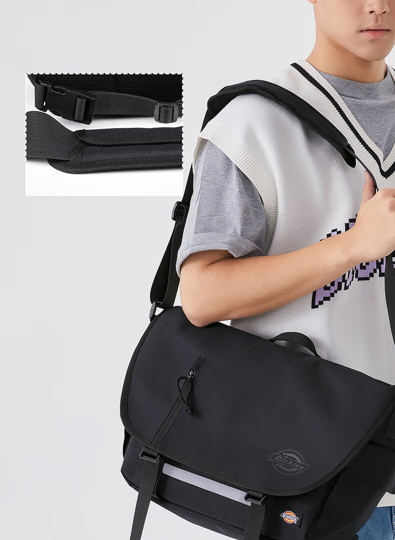 Dickies Shoulder Bag for Men, Large Capacity Crossbody Bag with Multiple Compartments, Waist And Chest Pack for Men And Women Students, Lightweight Cycling Travel Canvas Bag DK 6