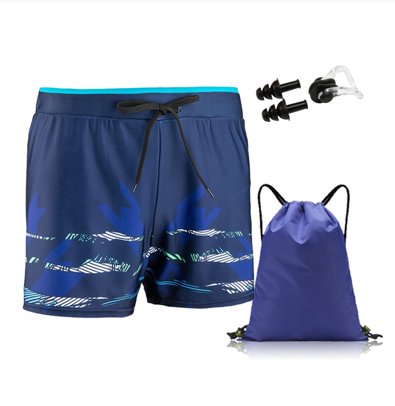 Yuke Men's Swim Trunks Anti-Embarrassment Loose Fit Boxer Shorts Swimming Pants Hot Spring Swimwear Beachwear with Nose Clip and Earplug Storage Bag Black L (110-130 Jin) 11
