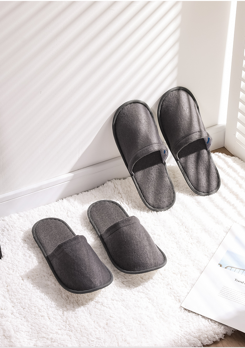 Etravel Disposable Slippers, Guest Slippers, 10 Pairs, Hotel Non-Slip Slippers, Thickened Travel Slippers, Fleece-Lined, 43 Gray 9