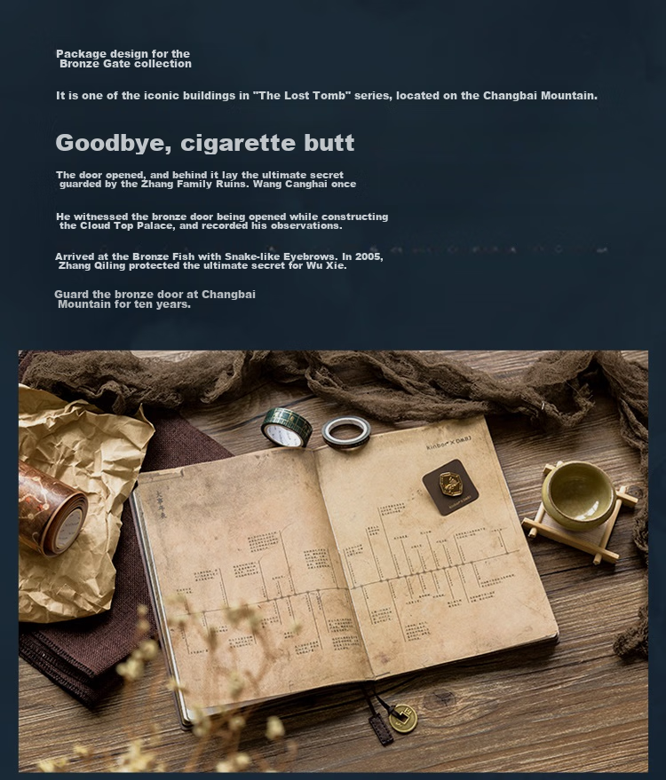 Kinbor × Grave Robbers' Chronicles Journal Birthday Gift Box Stationery Set (Leather Cover Journal with Index Tabs, Adhesive Tape, Kraft Paper Notebook), Qing Tong Men Hou DTB6567, Gift-Giving Item 4