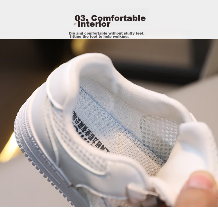 Warrior Children's Shoes, Mesh Upper White Sneakers, Sandals, Button Sports Shoes, Casual Shoes, Skateboard Shoes, WZ(CL)-0347, White, Size 35 12