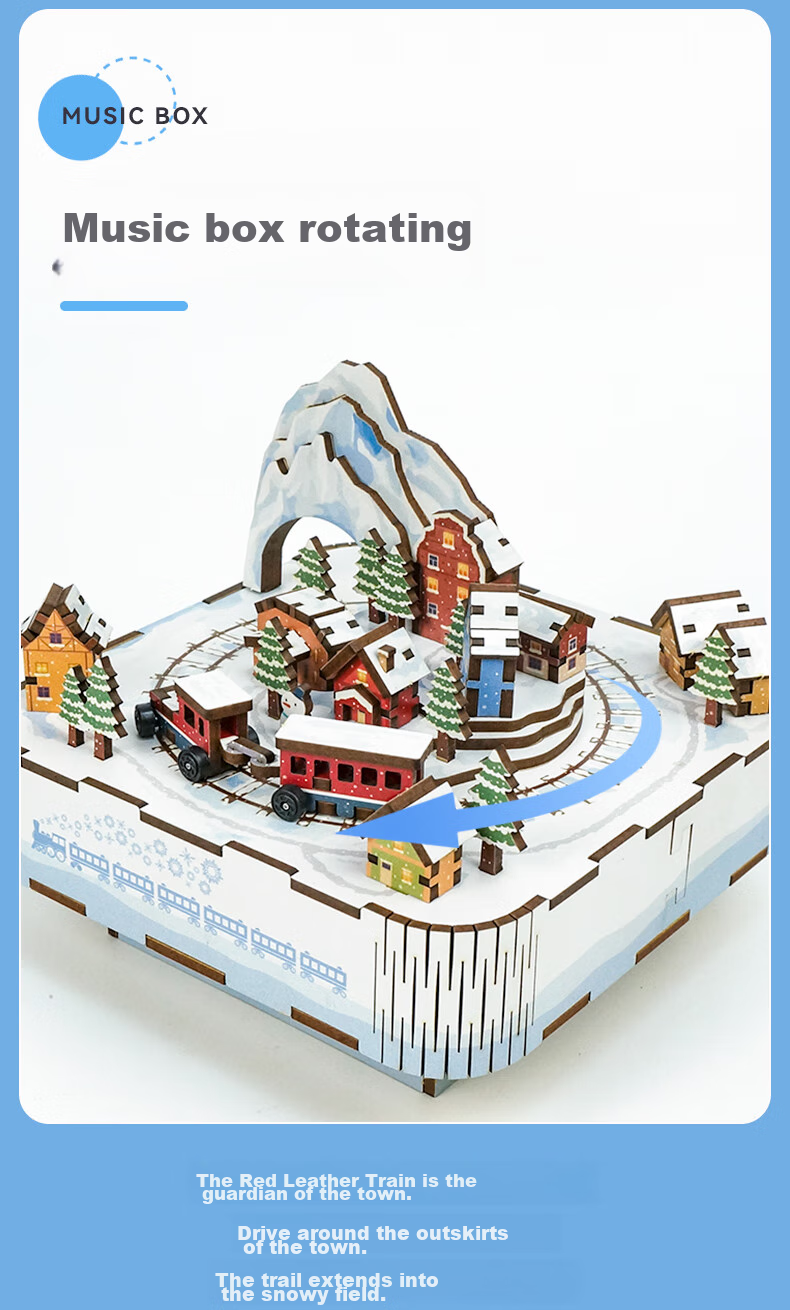 Tongqu Beiguo Lize Train Music Box, Assembly Building Blocks Toy, Musical Puzzle Model Ornament, 3D Puzzle, Birthday Gift 2