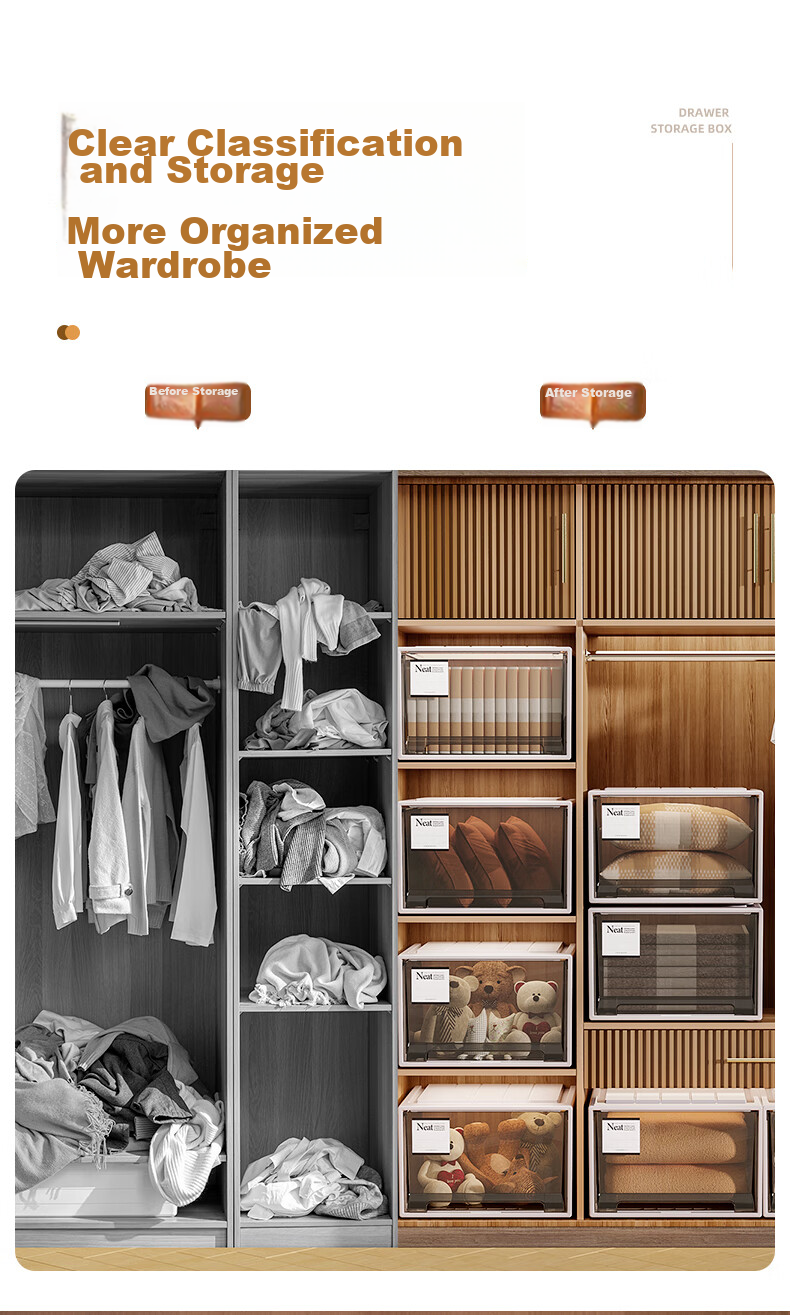 Taili Plastic Drawer Cabinet, Clothes Storage Cabinet, 28L, Light Tea Apricot Color, 1 Piece 3