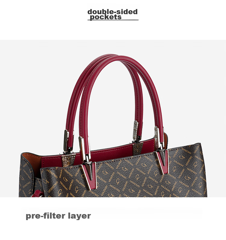 Goldlion Women's Handbag, PVC Printed Tote Bag with Handle, Birthday Gift 17