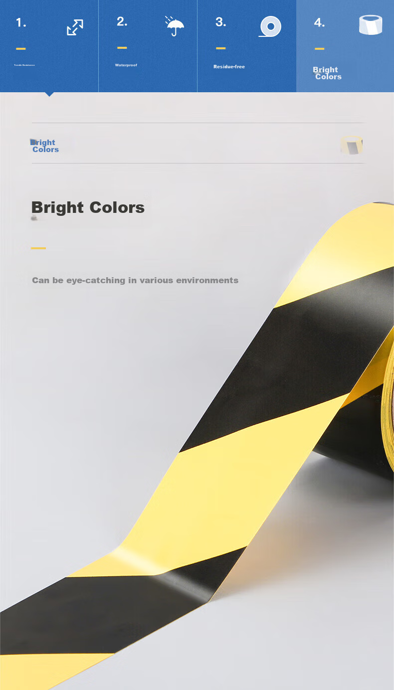 Master Package PVC Warning Tape, 48MM*33M*1 Roll, Yellow And Black Safety Caution Indicator Sticker, Reflective Zebra Positioning Marking, Wall And Floor Stickers 6