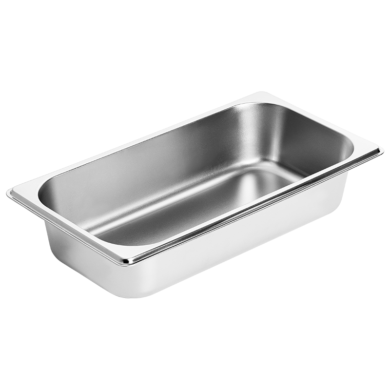 Jinyaoshi Stainless Steel Portion Pan, 1/3 Straight-Sided, Curved Edge, for Buffet, Commercial Use, Canteen Serving, 6.5cm, GK-MFS13