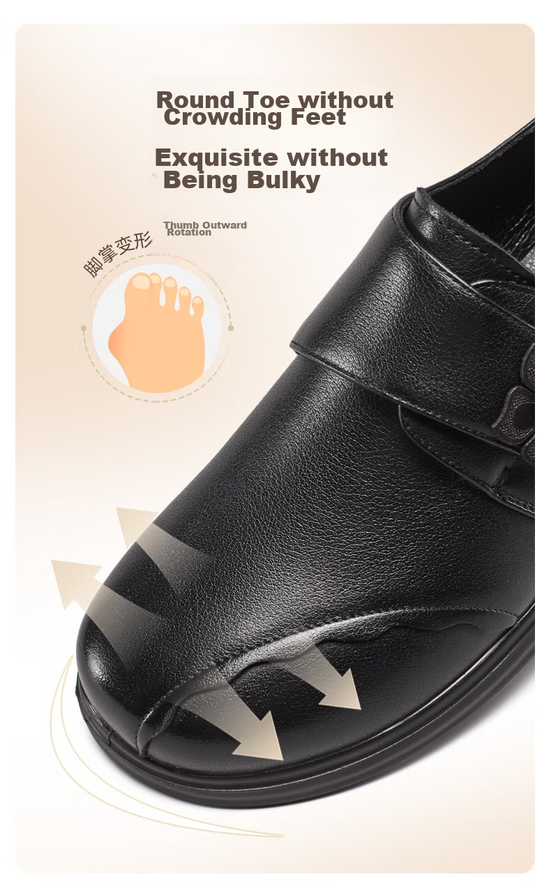Eierkang Middle-aged and Elderly Women's Soft Sole Leather Shoes 16882W Off-white Size 39 17