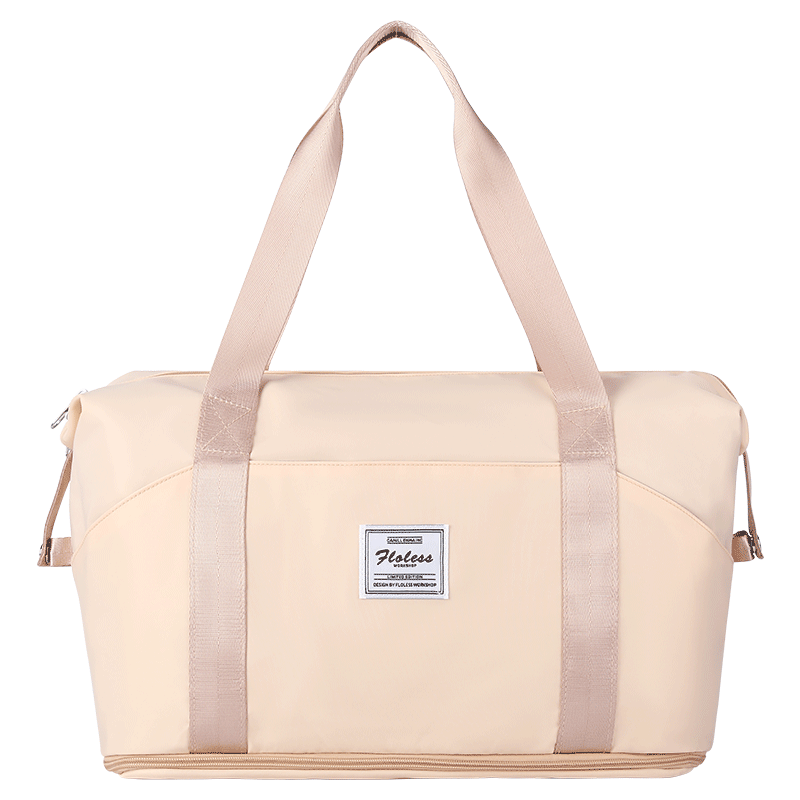 Landcase Large Capacity Handheld Travel Bag for Women, Expandable Fitness Bag, Multifunctional Short Trip Luggage 5102 Off-White