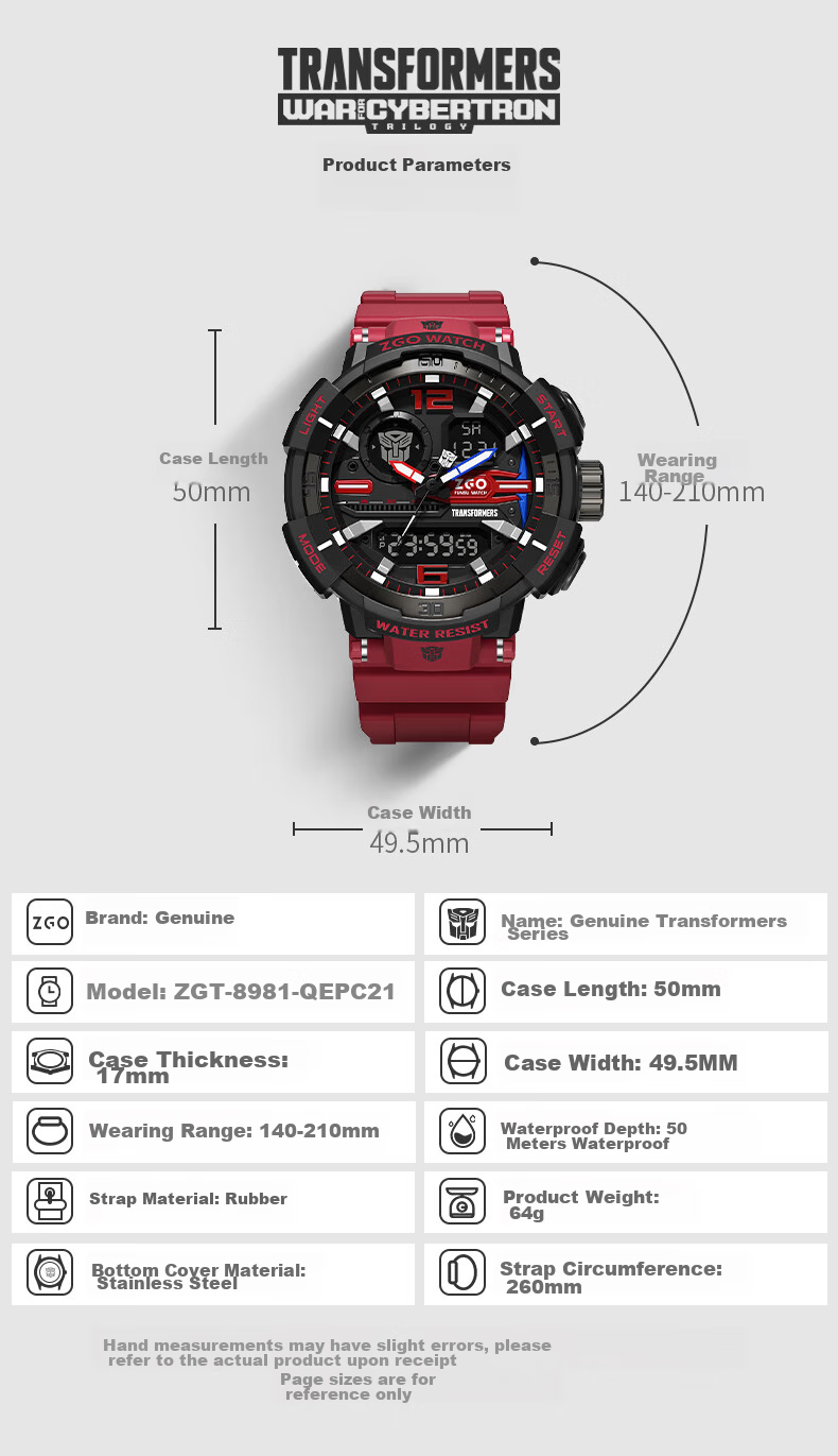 ZGO Birthday Gift Electronic Watch for Men, Students, Middle And High School Teenagers, Multifunctional Sports Watch 8981 Red 16