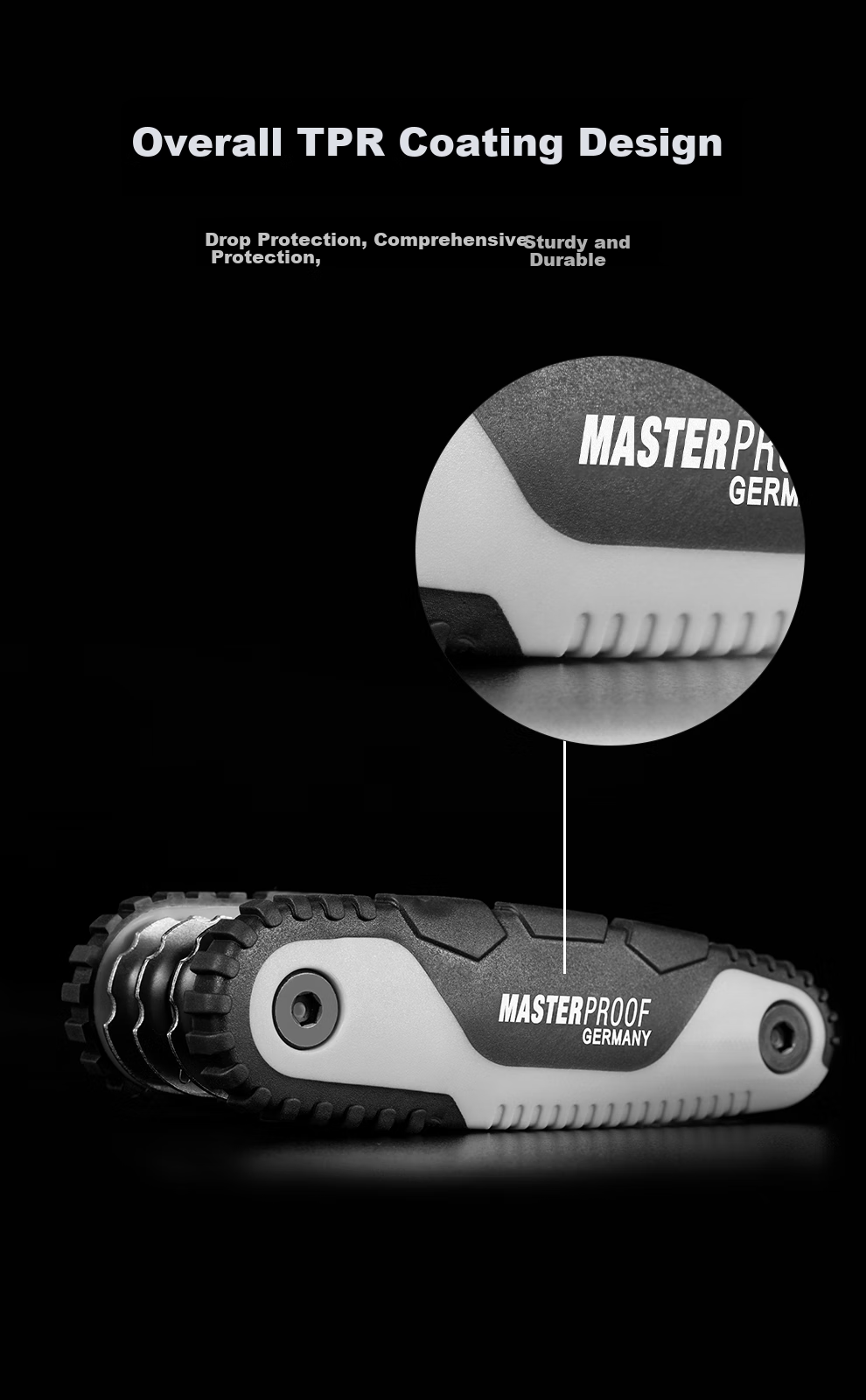 MASTERPROOF Folding Hex Key Set, Foldable Flat-Head Metric T-Shaped Hex Key, Bicycle Repair Tool 10