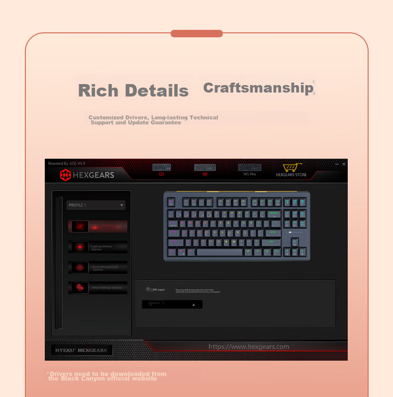 Hyeku Q3 87-Key Tri-Mode Wireless Bluetooth Customizable Mechanical Keyboard Full Hot-Swappable Gasket Structure Keyboard for Gaming And Office Use Peach Velvet Color Kailh Meme Switch 11