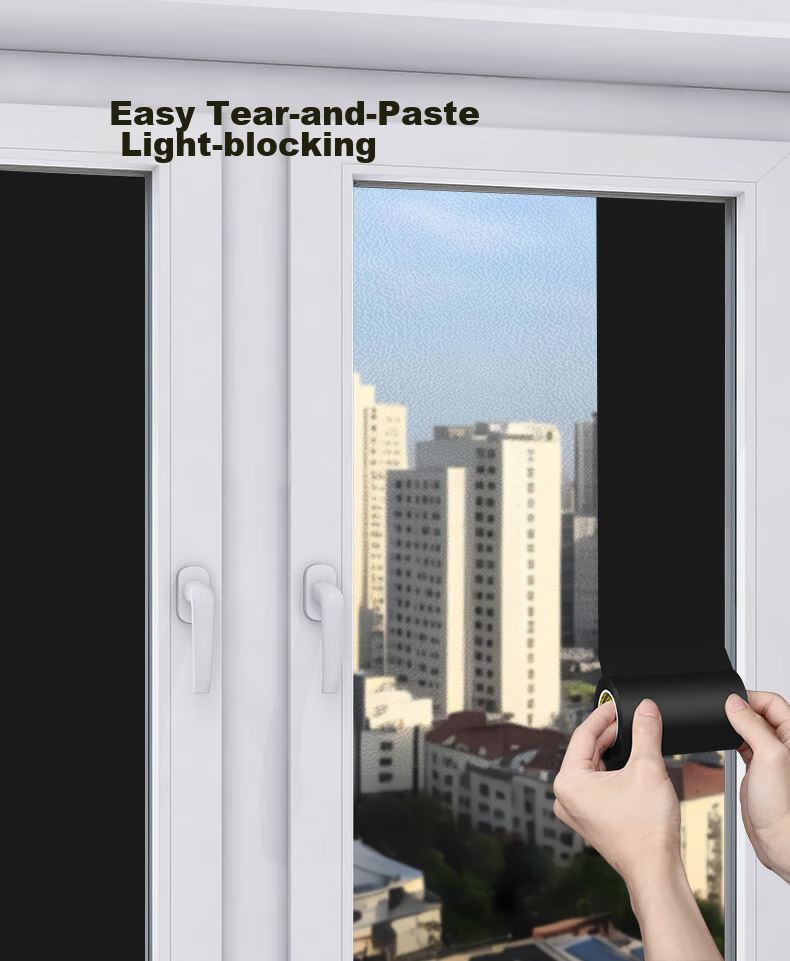 Mileqi Opaque Window And Door Glass Sticker, Light-Blocking, Heat Insulating, Anti-Peeping Sticker, Black, 50mm Wide, 20m Long [1 Roll] 5