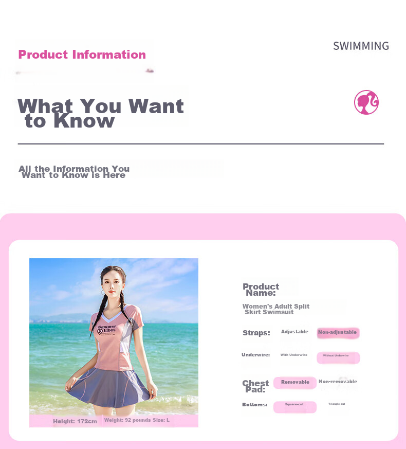 Barbie Conservative Two-Piece Swimsuit for Women, Slimming Skirt-Style Swimwear with Tummy Control, Student Sports Swimsuit for Hot Springs And Vacatio 14