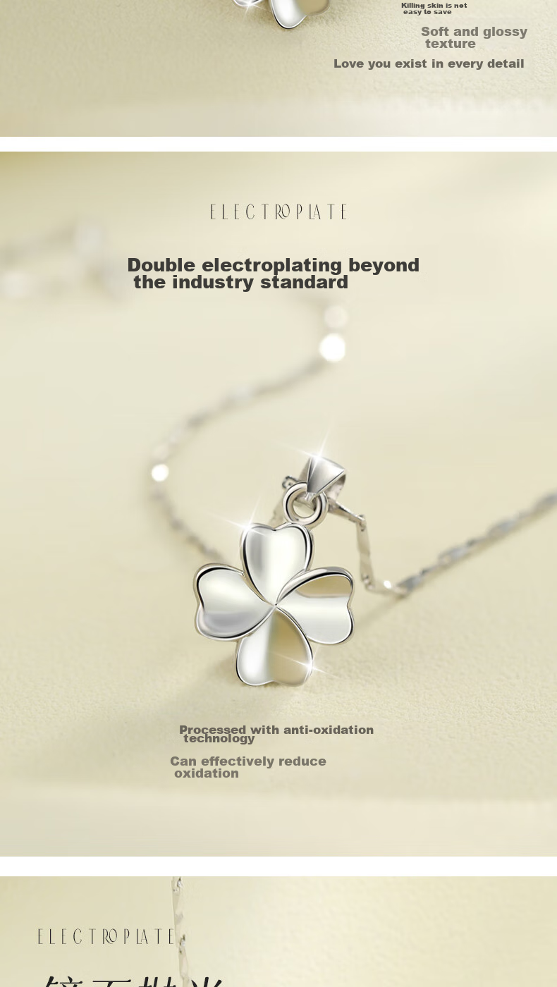 MANHE S999 Sterling Silver Four-Leaf Clover Necklace for Women, 2026 New Light Luxury High-End Birthday Gift for Girlfriend 4
