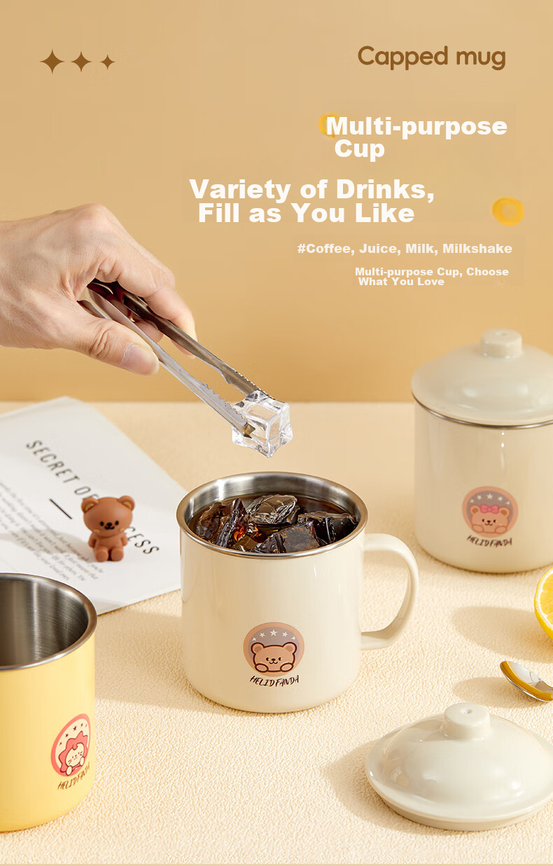 WORTHBUY 316 Stainless Steel Children's Milk Cup, Baby Drinking Cup, Double-Layer Anti-Scalding with Scale And Straw Cup, Rabbit Desig 8