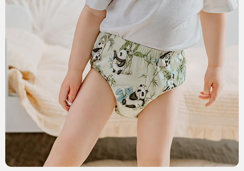 EMXEE Potty Training Pants Unisex Baby Washable Diaper Pants Children's Underwear Toilet Training Bamboo Panda Size 90 4