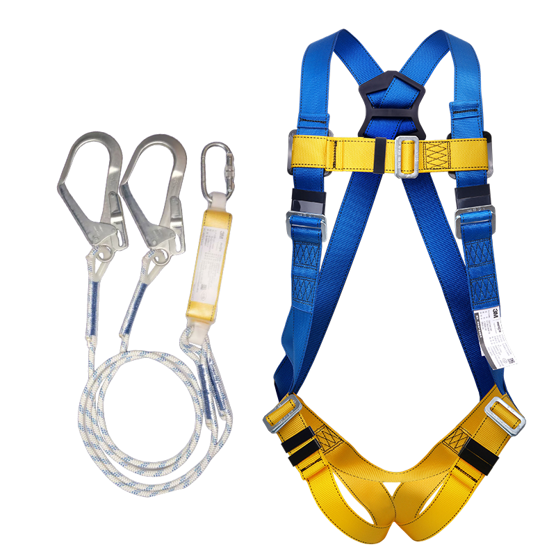 3M Five-Point Safety Harness, National Standard Safety Rope, High-Altitude Work Safety Rope, Escape Rescue Fall Prevention, 1390439+1390010 Set