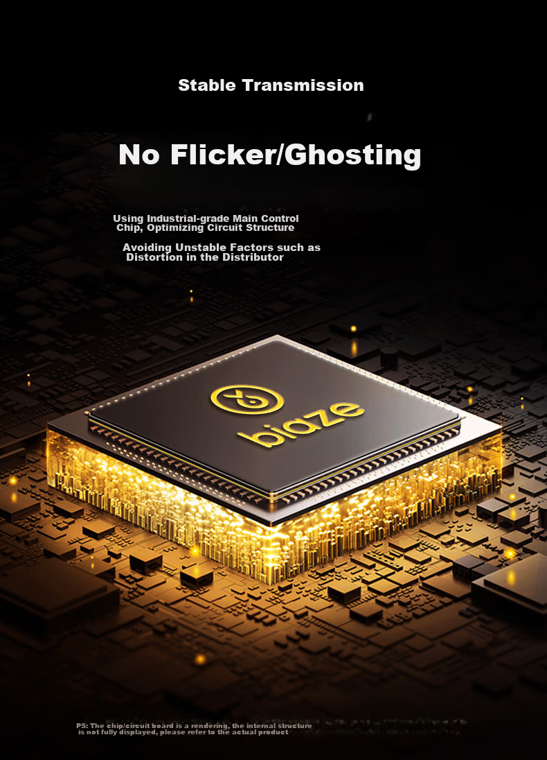 BIAZE HDMI Splitter One-To 4K Digital HD Video Splitter for Laptop, Set-Top Box, TV, Projector 1-In 8-Out 10