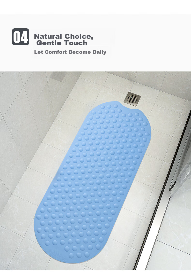FARLEEHOMES Bathtub Non-Slip Mat, Bathroom Suction Cup Anti-Slip Pad, Home Bath Tub Mat, Silver Gray, 40*100cm 6