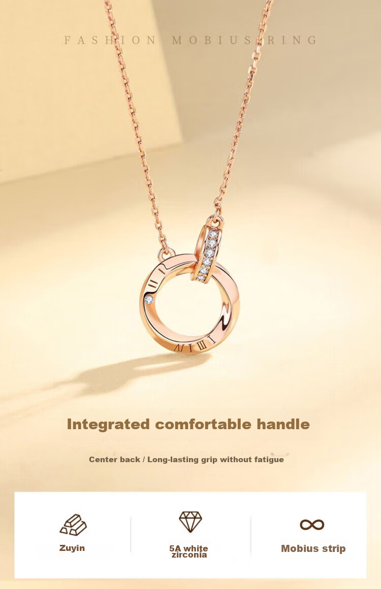 GLTEN Mobius Ring 999 Pure Silver Necklace, Women's Jewelry, Birthday Gift, Light Luxury Niche Pendant, for Girlfriend Or Wife 1