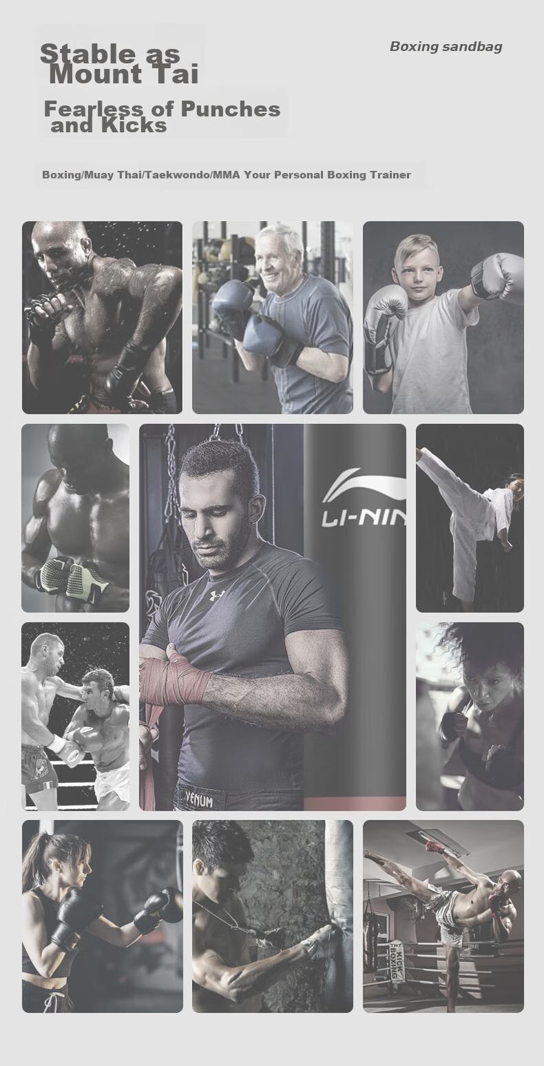 Li-Ning Punching Bag Boxing Training Equipment Fitness Gloves Boxing Target Sandbag for Children And Adults, Non-Bouncing Sports Standing Home Use 12