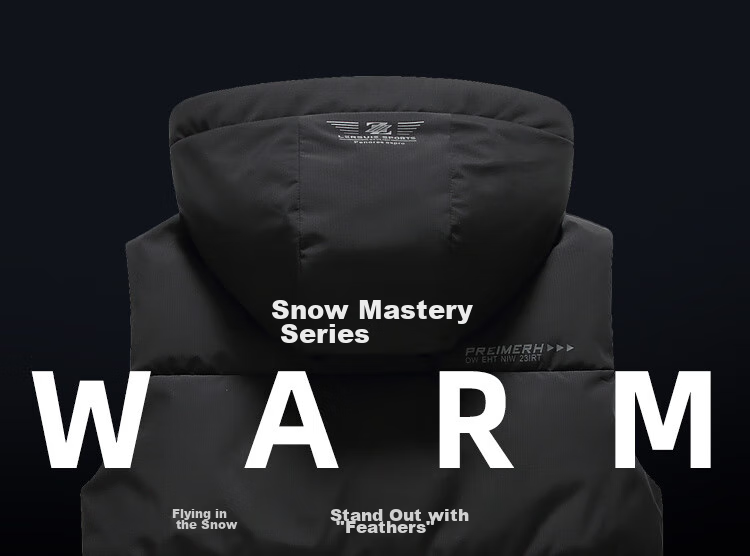 SNOWFLYING Autumn And Winter New Warm down Jacket Vest for Men, Hooded Casual Simple Versatile Sleeveless Vest Outerwear for Me 1