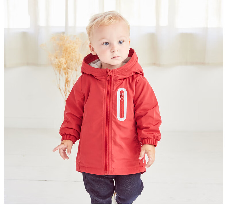 DAVE & BELLA Children's Clothing, New Year's Jacket for Boys And Girls, Autumn And Winter Outerwear, Hooded Top for Kids, Baby Clothes with Fleece Lining 4