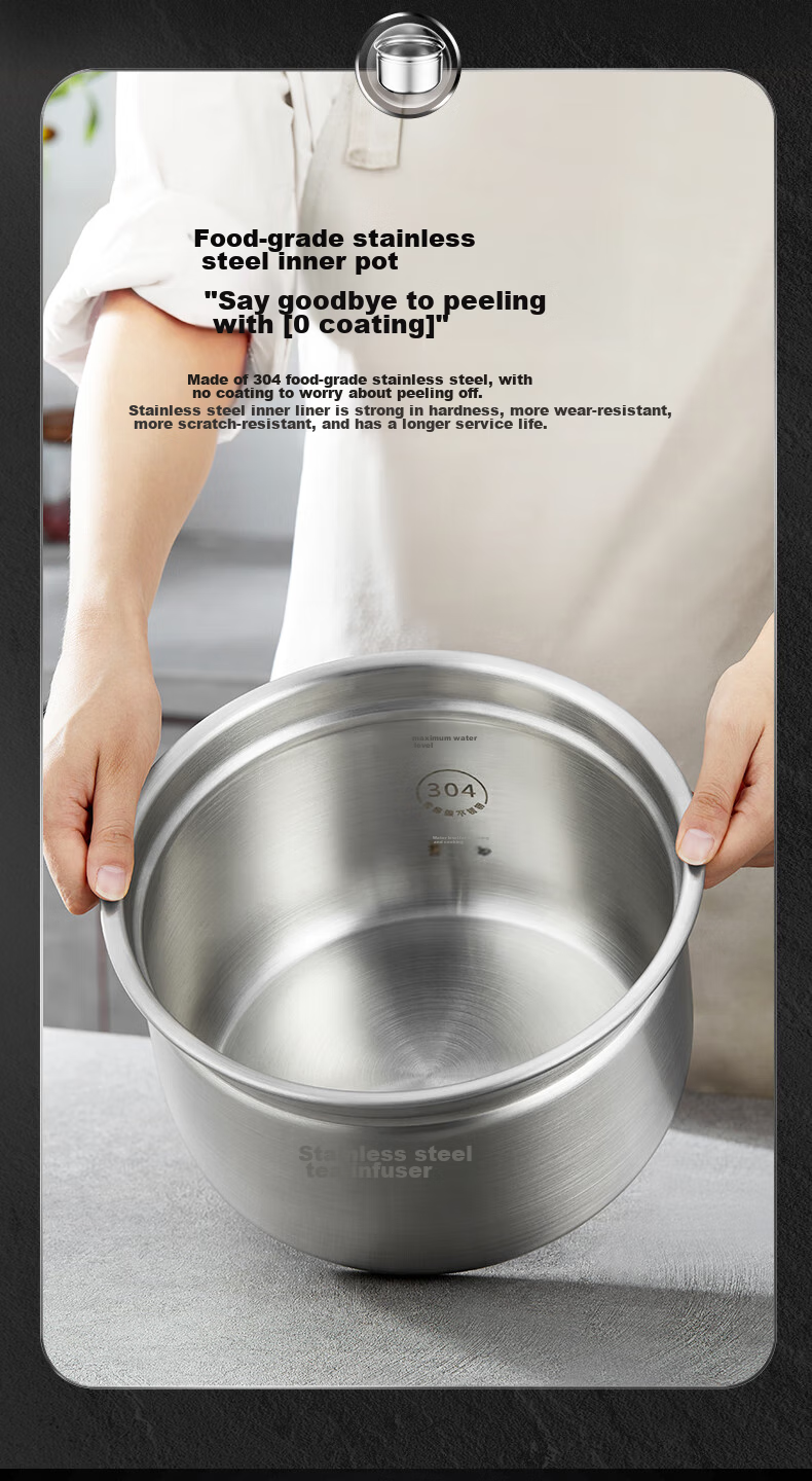 Midea Electric Pressure Cooker, 5L Stainless Steel Inner Pot without Coating, Household High-Pressure Cooker, Multifunctional Smart Lid with Timer, Steam And Boil Separately, Less Salt for Better Flavor, MY-C540G 4