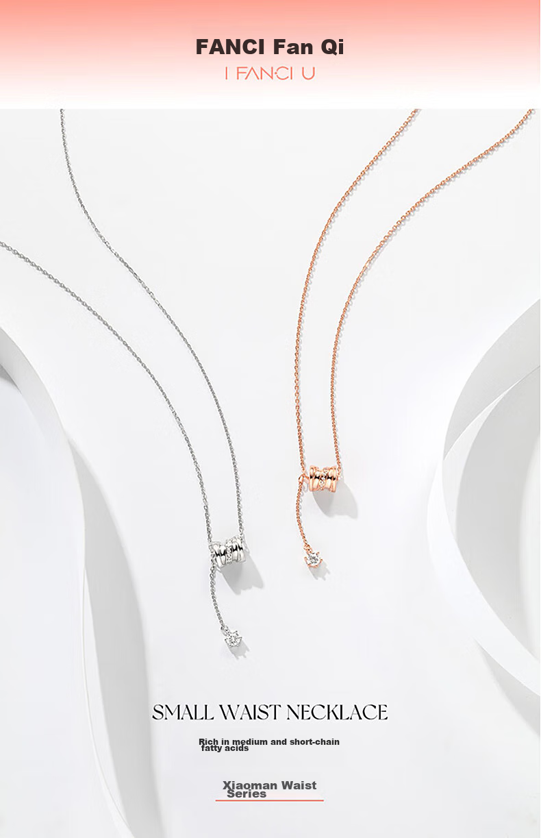 FanciFanci Slim Waist Silver Necklace for Women Rose Gold Luxury Pendant Birthday Gift for Girlfriend 1