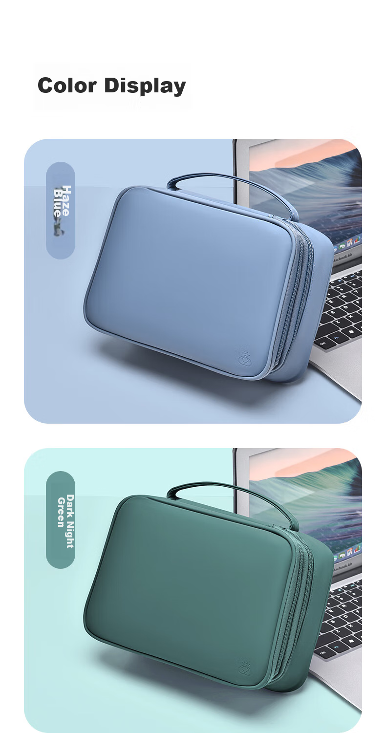 DiyiGongfang Large Capacity Laptop Power Cord Storage Pouch, Data Cable USB Drive Charger Mouse Earphone Multi-Functional Organizer Pouch Universal Apple Huawei Computer Accessory Storage Bag 19