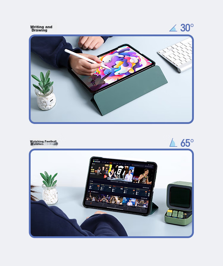 CangHua Compatible with 2024/2025 IPad Pro 11-Inch Protective Case, for M4/M5 Chip Apple Tablet, Shockproof Tri-Fold Stand Silicone Cover, Lavender 8