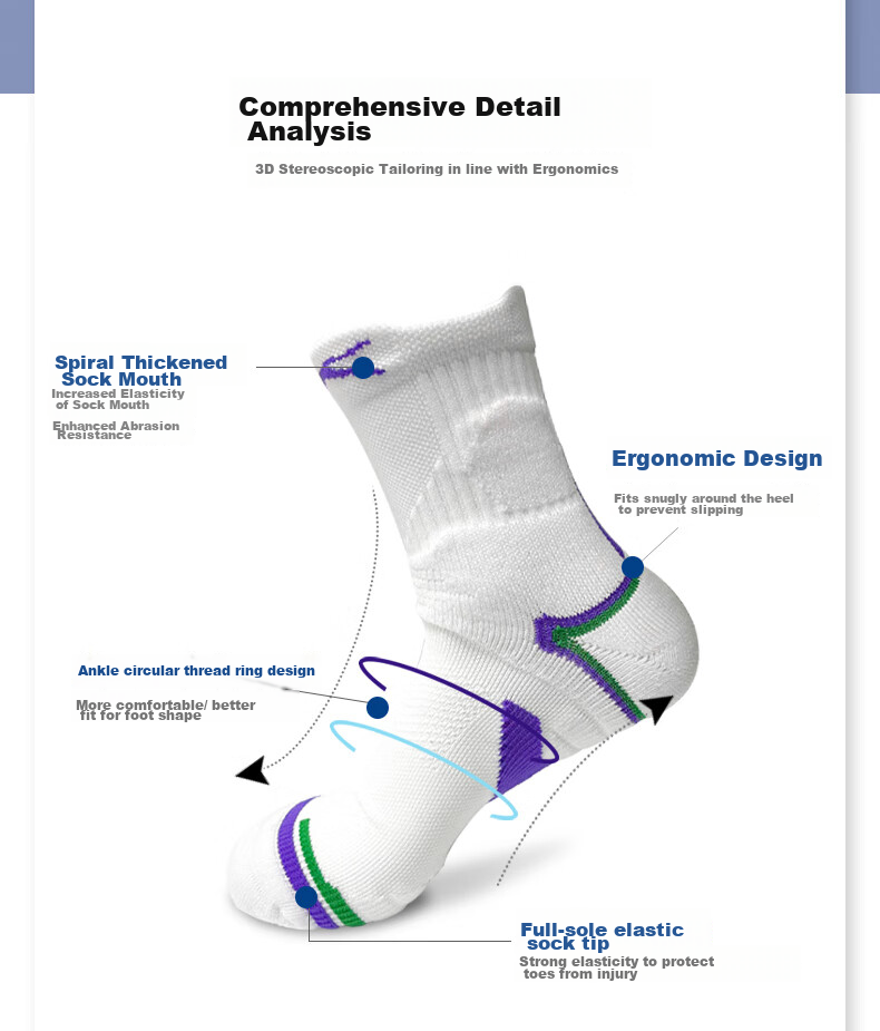 Slazenger Functional Tennis Socks for Men And Women, Thickened, Sweat-Absorbing, Anti-Slip Badminton Socks, Breathable Sports Socks, 3 Pairs Pack, Men's White 6