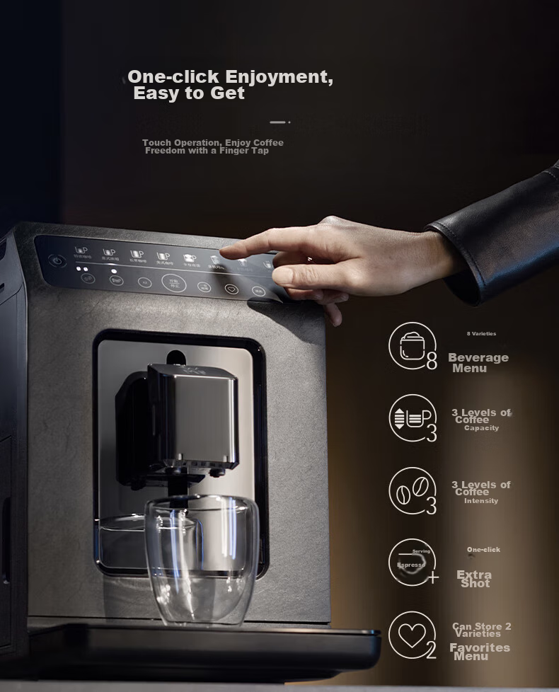 WMF Futengbao Imported Fully Automatic Coffee Machine, 200 Micro-Pressure, No Disassembly Required for Cleaning, 5 Grinding And Frothing Settings, All-In Machine for Home And Office Use 6