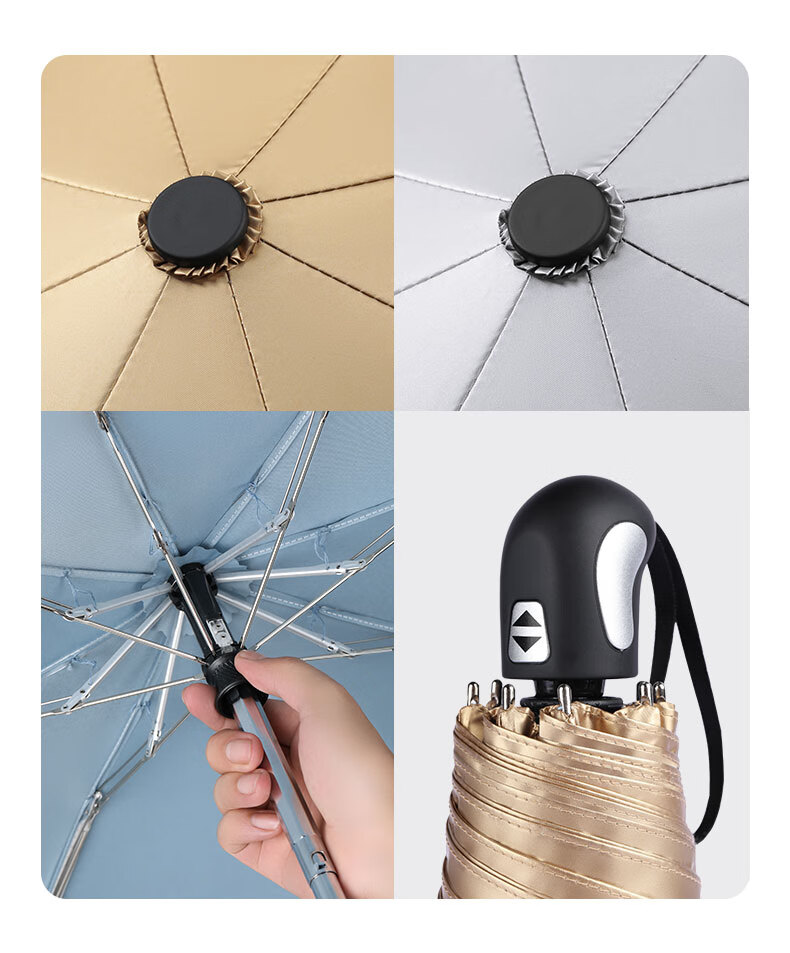 MAMORU Fully Automatic Four-Fold Umbrella, Water-Resistant And Windproof, Essential for Two-Person Travel, Lightweight Folding Umbrella, Men's Business Umbrella, Black 8