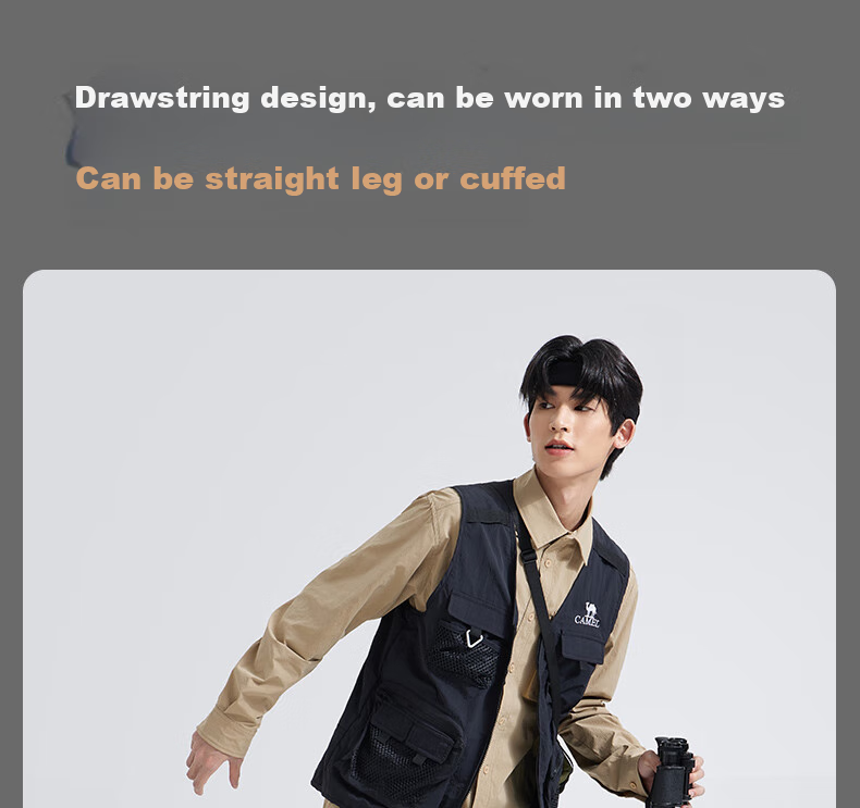 CAMEL Men's Cargo Pants, Wide-Leg Style, Wang Junkai's Same Style, Spring And Summer Soft Shell Straight-Leg Casual Trousers M14CAWI644 7