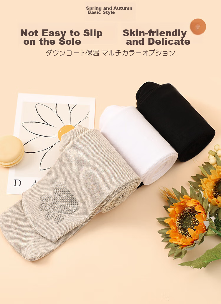 LangSha Children's Thin Tights, Girls' Leggings for Spring And Autumn, Non-Slip Comfortable Cute Versatile Children's Socks, Black, Size M, Recommended Height 70-90CM 4