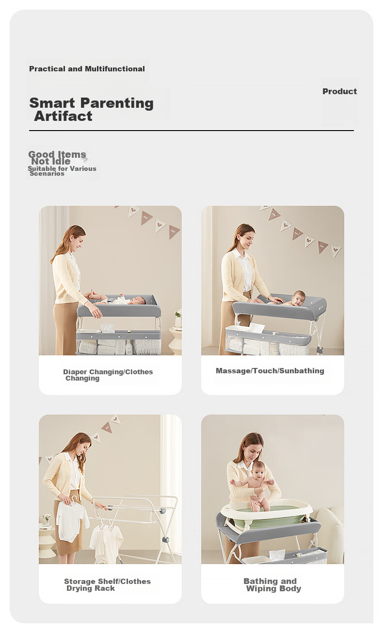 ABCMOKOO Saite Diaper Changing Table, Baby Care Station, Multifunctional Massage And Touch Table for Newborns, Diaper Changing Station - Cartoon Champagne Gold 10