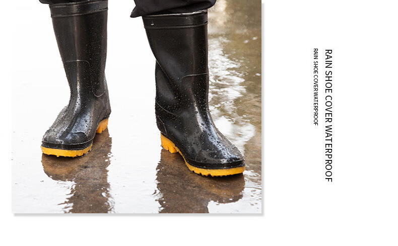 Xiyu Men's Waterproof Shoes, Lightweight Rubber Shoes, Non-Slip Rain Boots, Overshoes, Chef Shoes XY807, Black Short Tube, Size 40 4