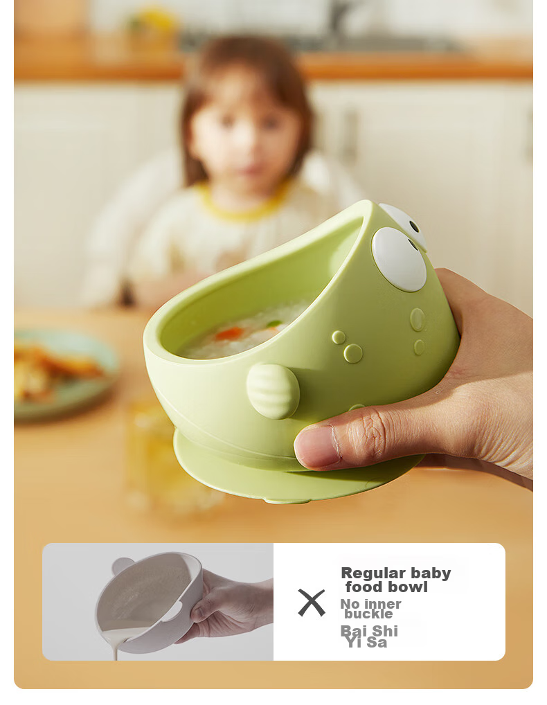 Huangchong Baby Food Bowl with Suction Base, Anti-Drop And Anti-Scalding Training Bowl for Infants And Children, Silicone Tableware for Learning to Eat 13