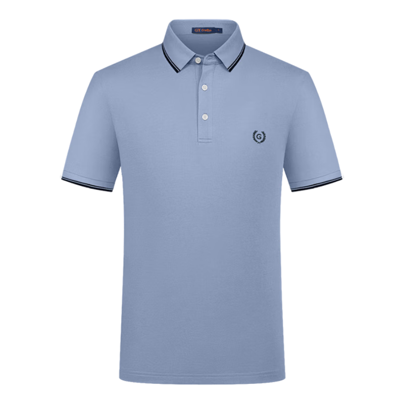 Goldlion GY Clothing POLO Shirt for Men, Summer Simple Casual Skin-Friendly Long-Staple Cotton T-Shirt TSF0349-LA118, Purple-Blue, 3XL