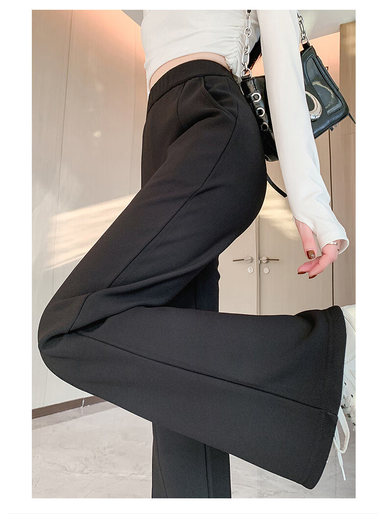 LangSha Women's Spring Thin High-Waist Slim Flared Trousers Casual Draped Long Pants 15