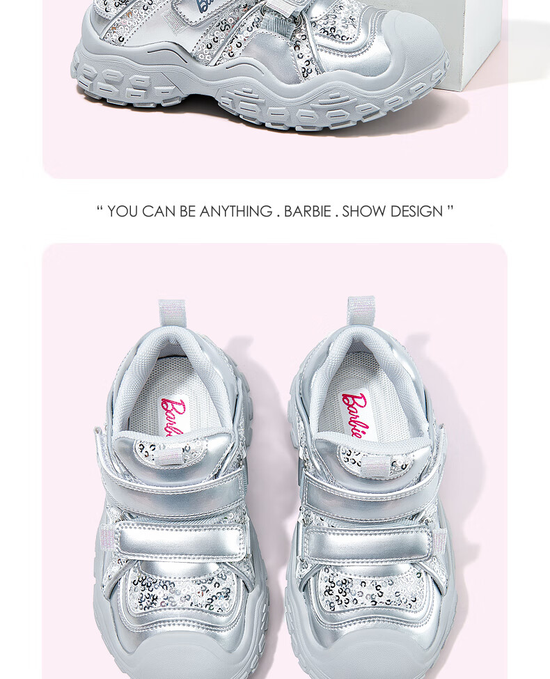 Barbie Girls' Fashionable Outdoor Sports Shoes, Princess Style Casual Hiking Shoes for Girls, DA6583 Pink Size 32 12