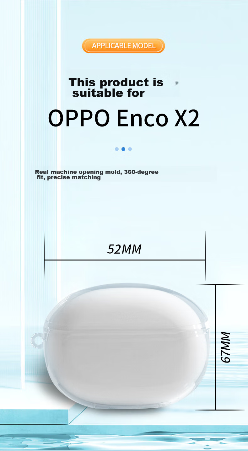 Masentek Compatible with OPPO Enco X2 Earphone Protective Case, Charging Case, Clip2/free43/Air4i/3/4/5pros/R4 New Edition TPU Accessory, Shockproof Transparent 3