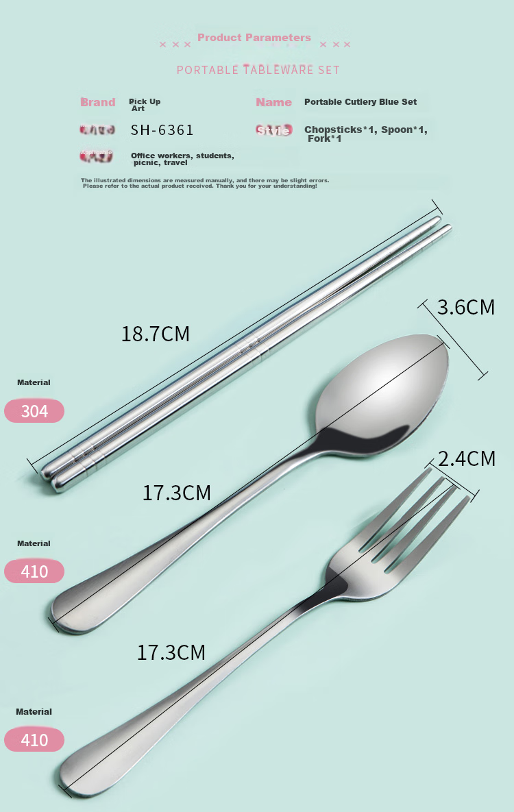 Shihua Fashion Stainless Steel Portable Cutlery Set, Chopsticks Spoon Fork Boxed Four-Piece Set SH-6361 2