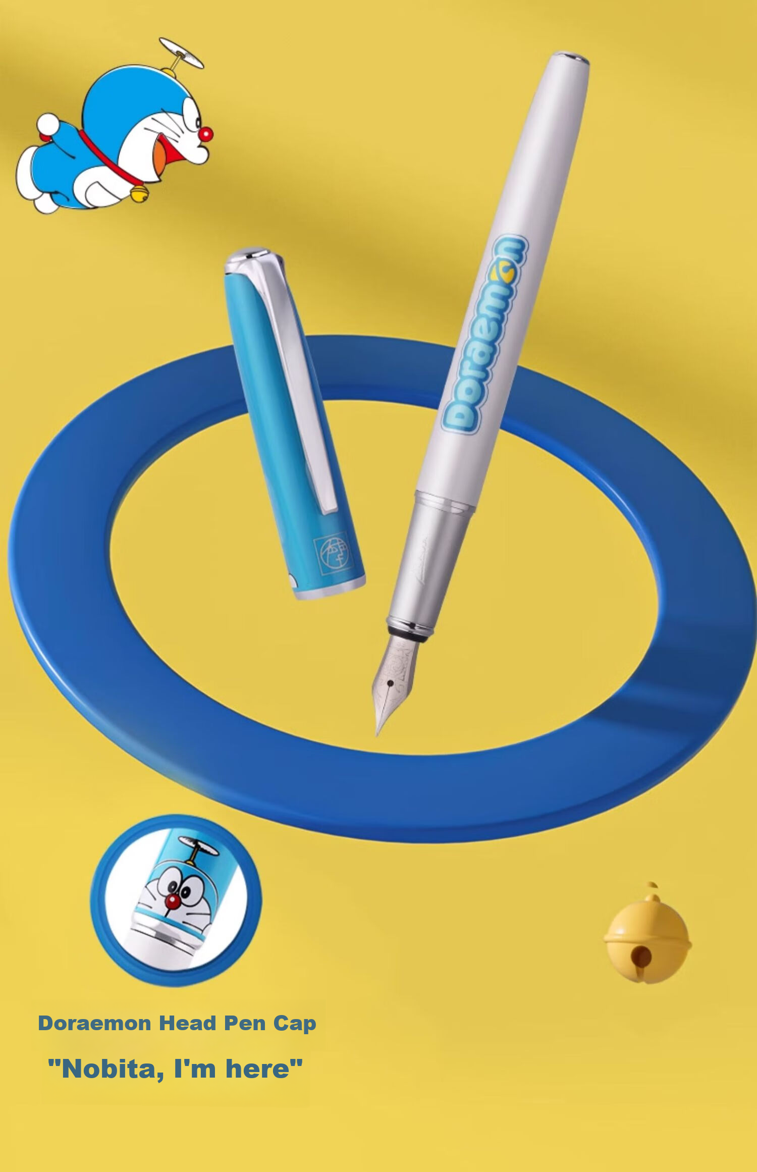Pimio Doraemon Heart Cartoon Fountain Pen Set, Anime Collaboration Birthday Gift, Daily Handwriting Practice Gift Box Set, 0.38 Dark Nib 6